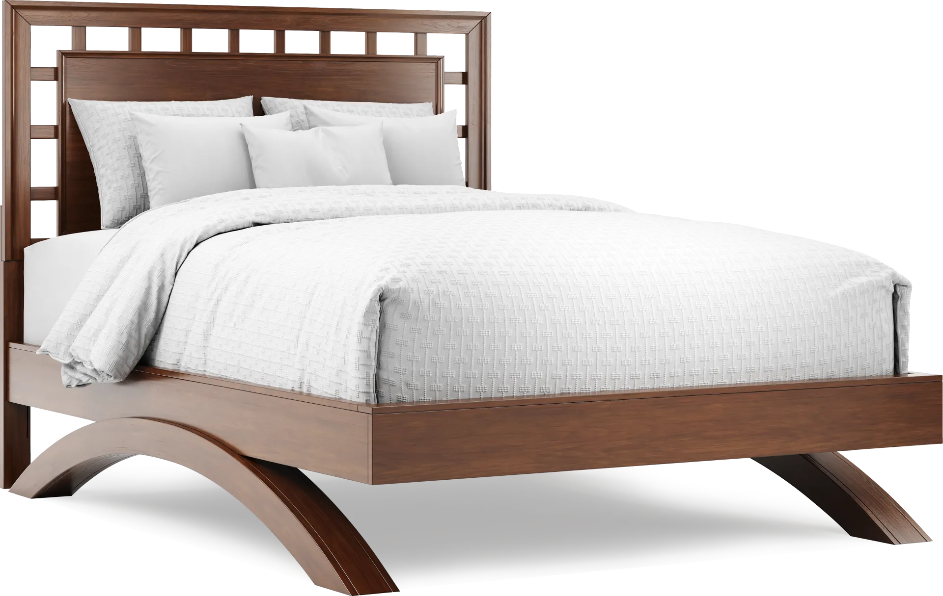 Belcourt Brown Cherry Finish 3 Pc Queen Lattice Arch Bed - Image 2