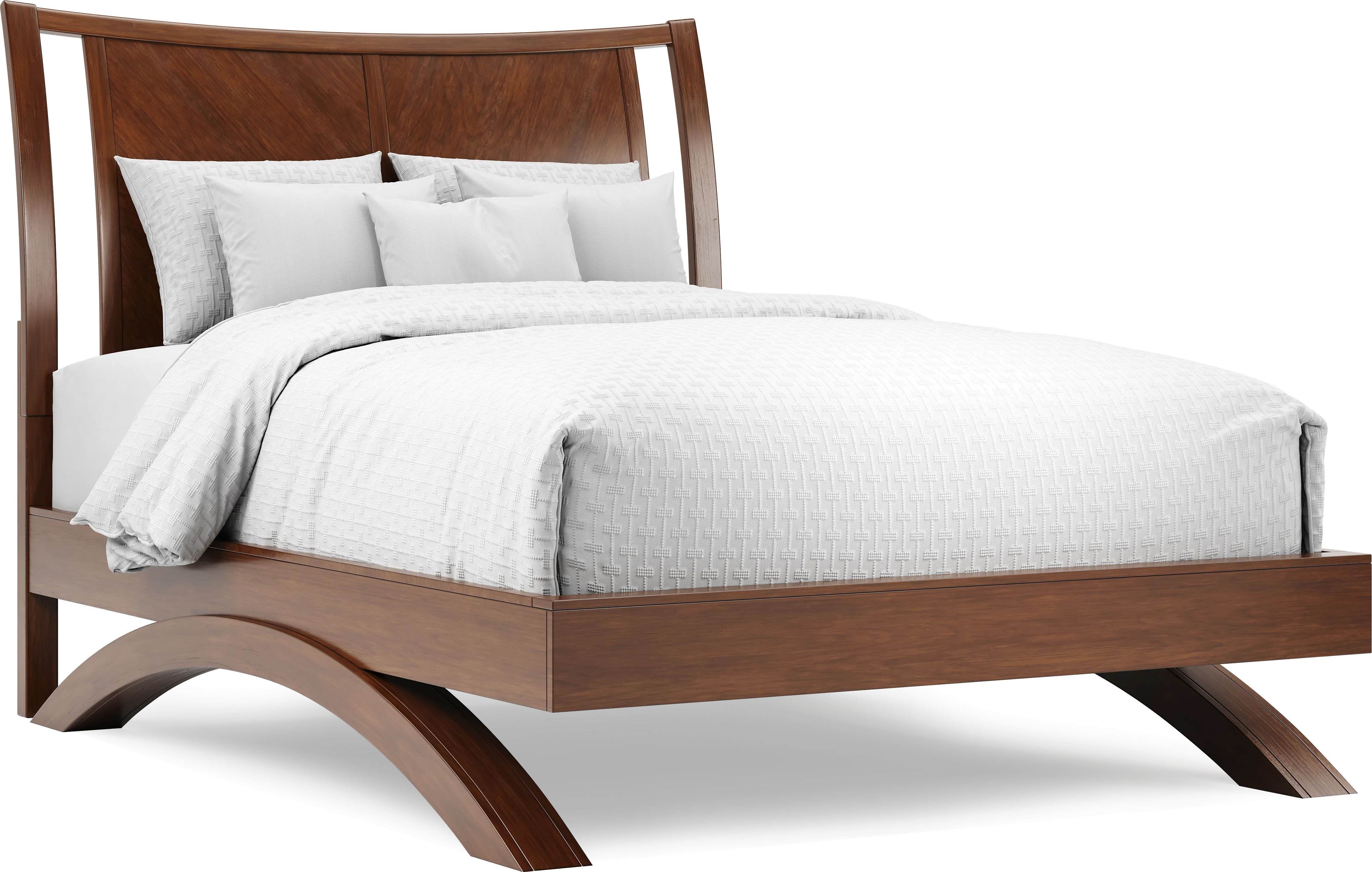 Belcourt Brown Cherry Finish 3 Pc Queen Curved Sleigh Arch Bed - Thumbnail - Image 1