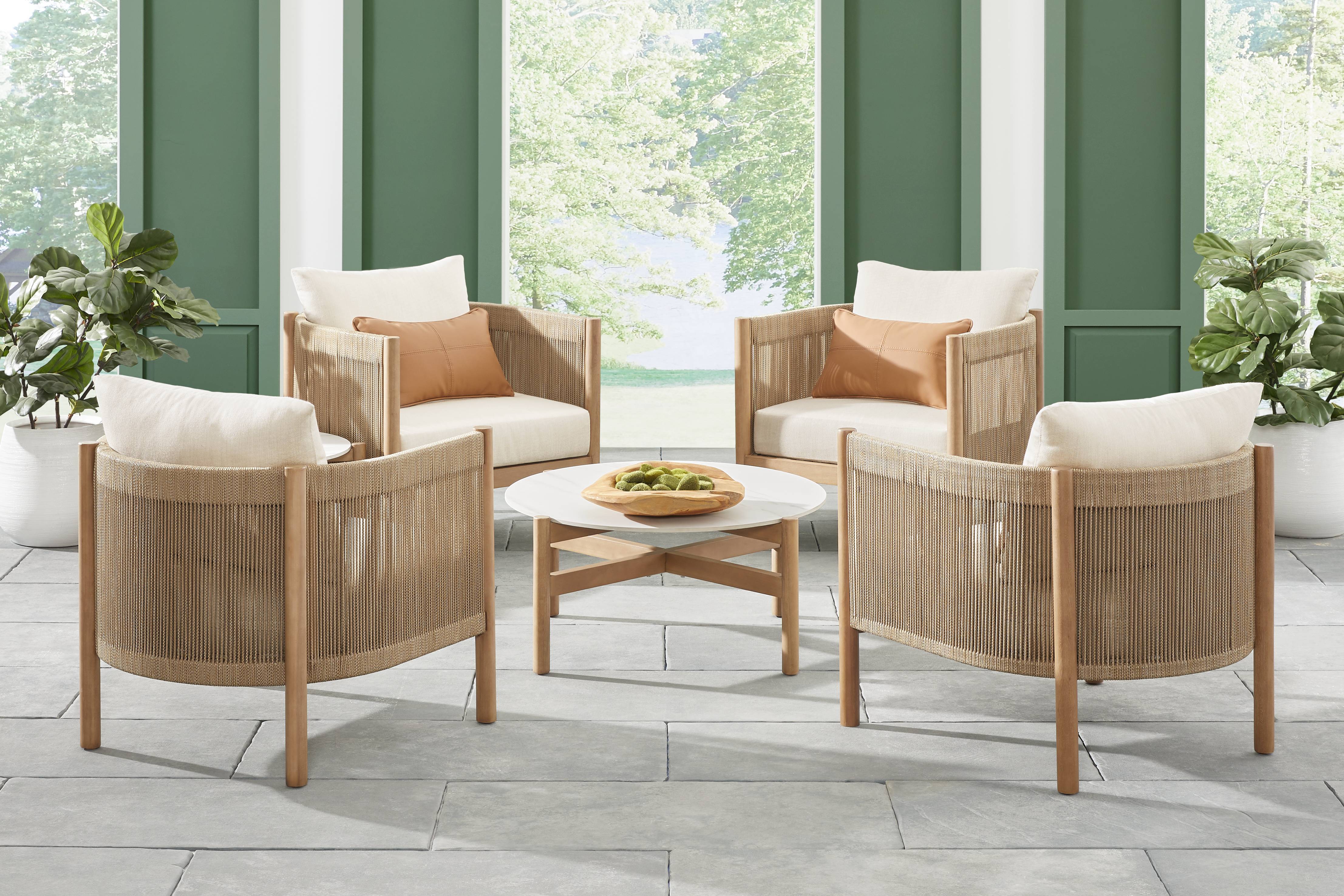 Marche Beige 6 Pc Outdoor Chat Set - Thumbnail - Image 1