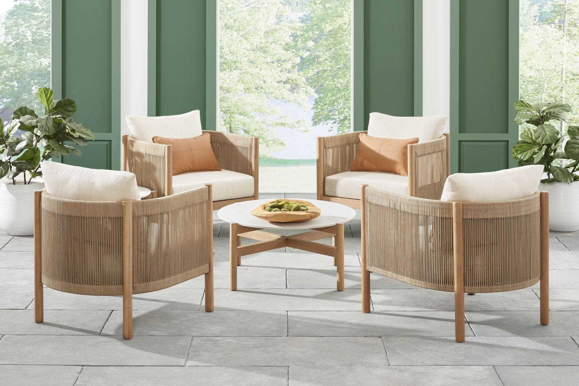 Marche Beige 6 Pc Outdoor Chat Set - Image 1