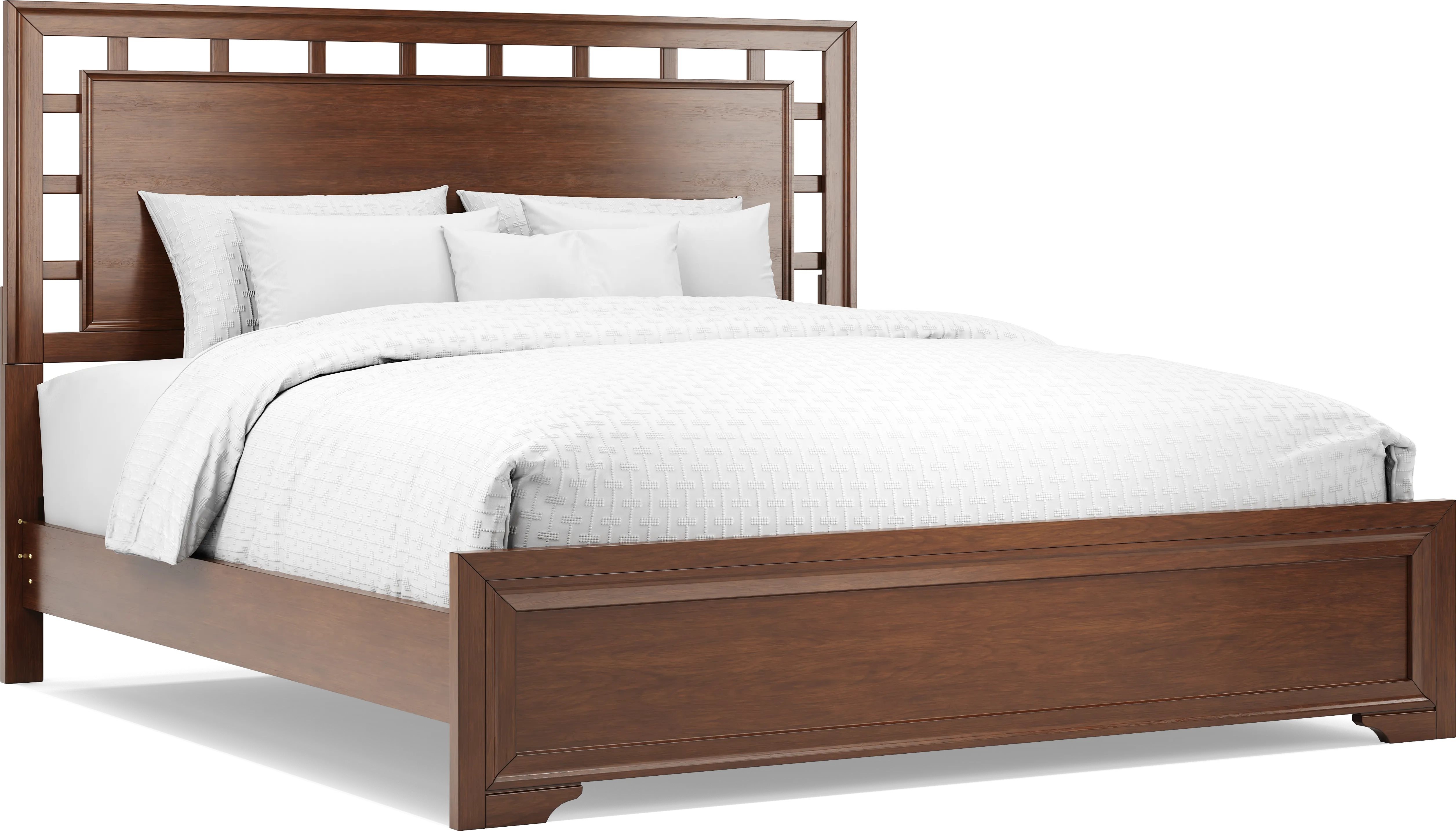 Belcourt Brown Cherry Finish 3 Pc King Lattice Bed - Thumbnail - Image 1