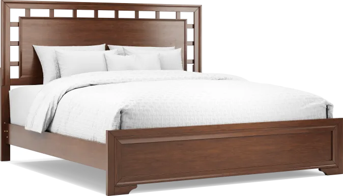 Belcourt Brown Cherry Finish 3 Pc King Lattice Bed
