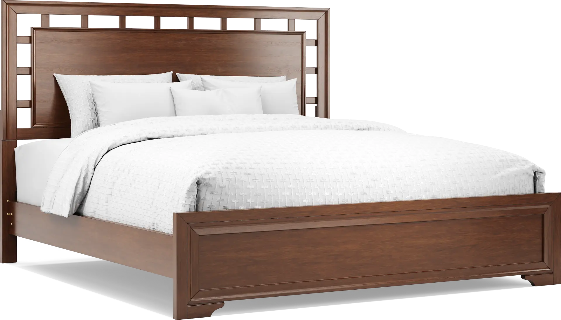 Belcourt Brown Cherry Finish 3 Pc King Lattice Bed
