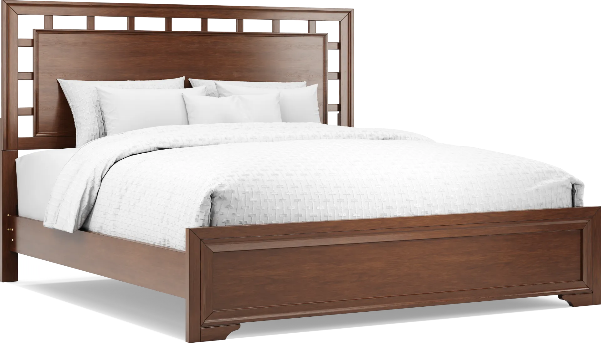 Belcourt Brown Cherry Finish 3 Pc King Lattice Bed - Image 1