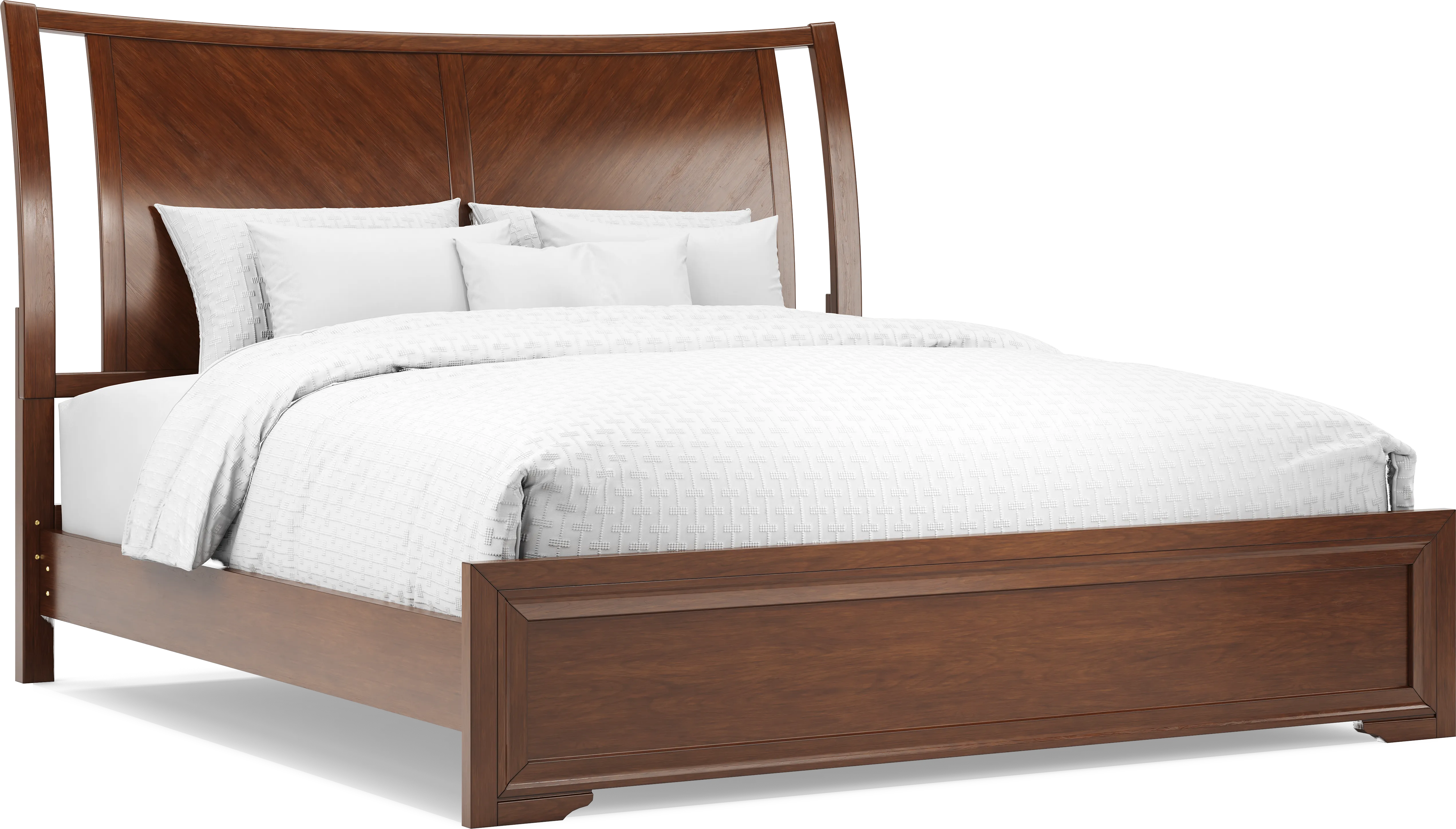 Belcourt Brown Cherry Finish 3 Pc King Curved Sleigh Panel Bed - Thumbnail - Image 1