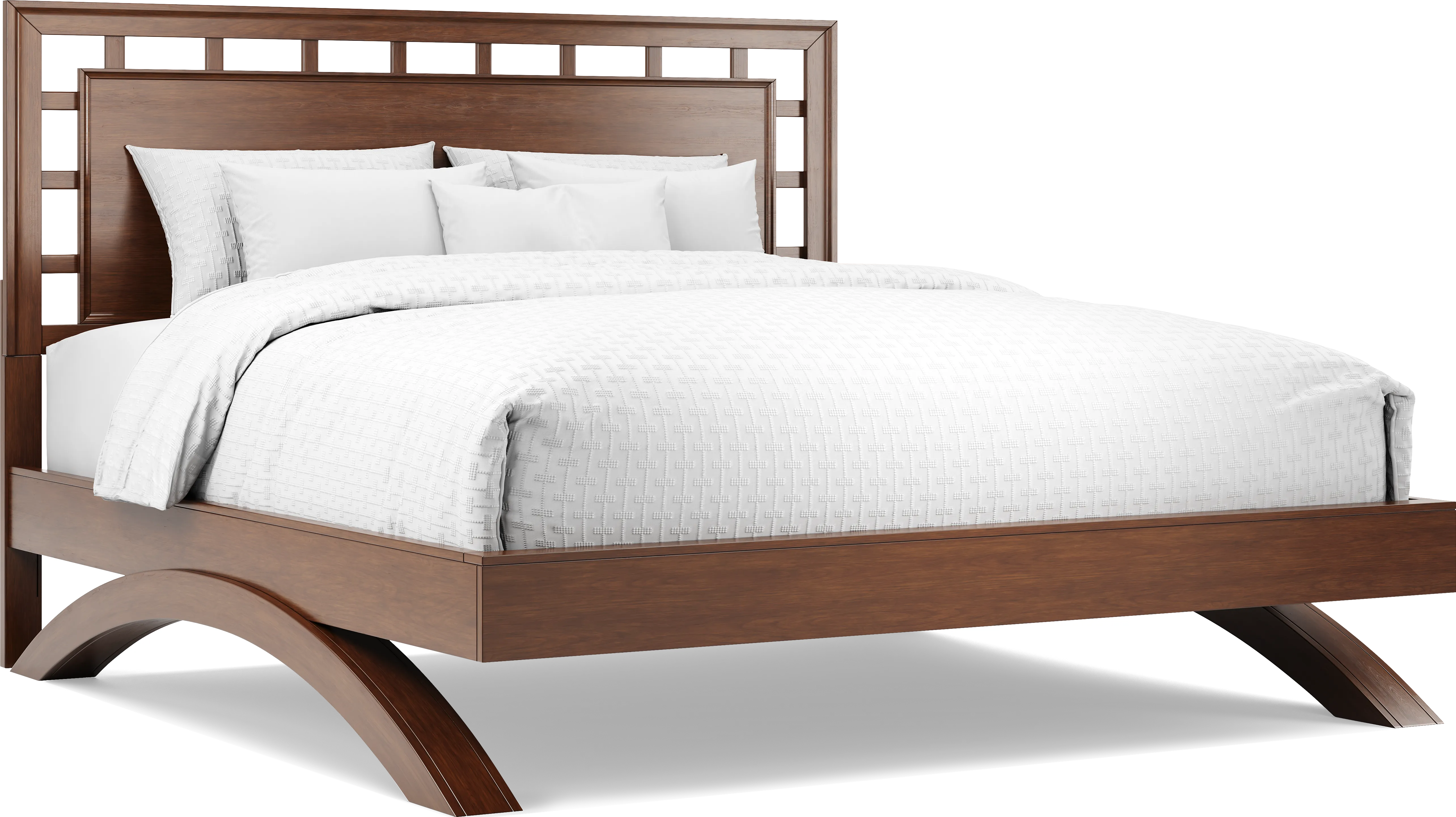 Belcourt Brown Cherry Finish 3 Pc King Lattice Arch Bed - Thumbnail - Image 1