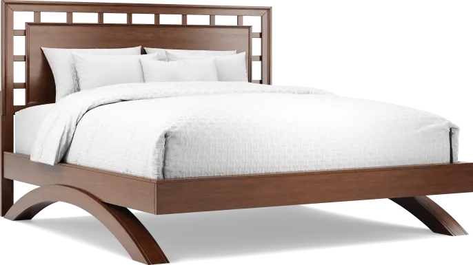 Belcourt Brown Cherry Finish 3 Pc King Lattice Arch Bed