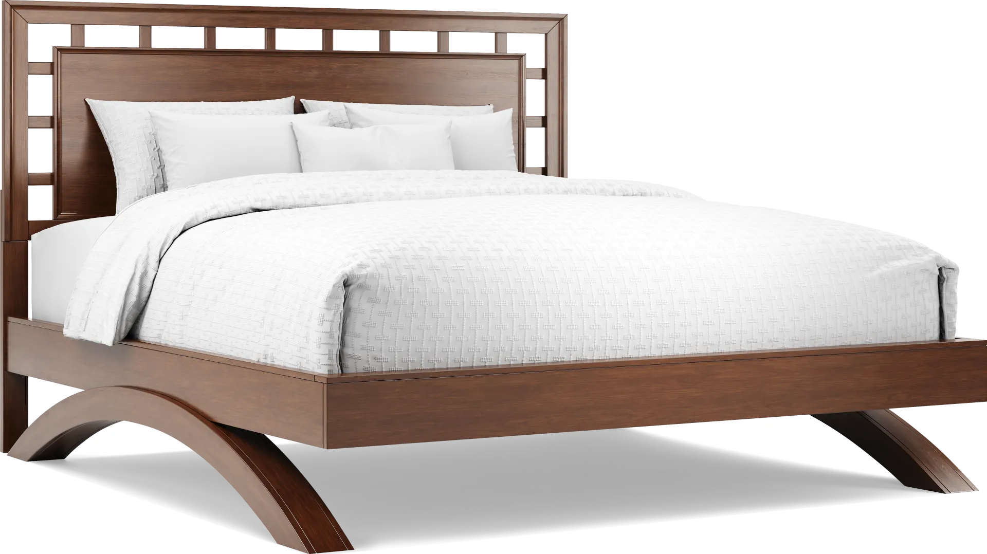 Belcourt Brown Cherry Finish 3 Pc King Lattice Arch Bed - Image 1
