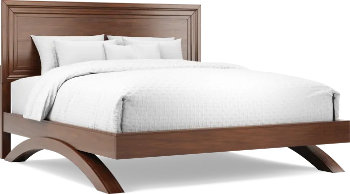 Belcourt Brown Cherry Finish 3 Pc King Panel Arch Bed
