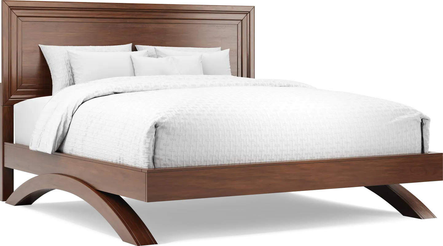 Belcourt Brown Cherry Finish 3 Pc King Panel Arch Bed