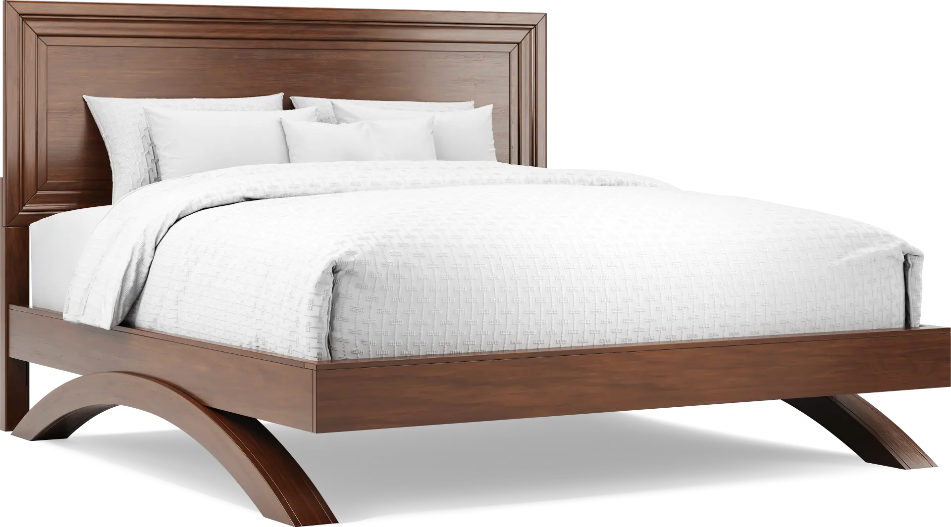 Belcourt Brown Cherry Finish 3 Pc King Panel Arch Bed