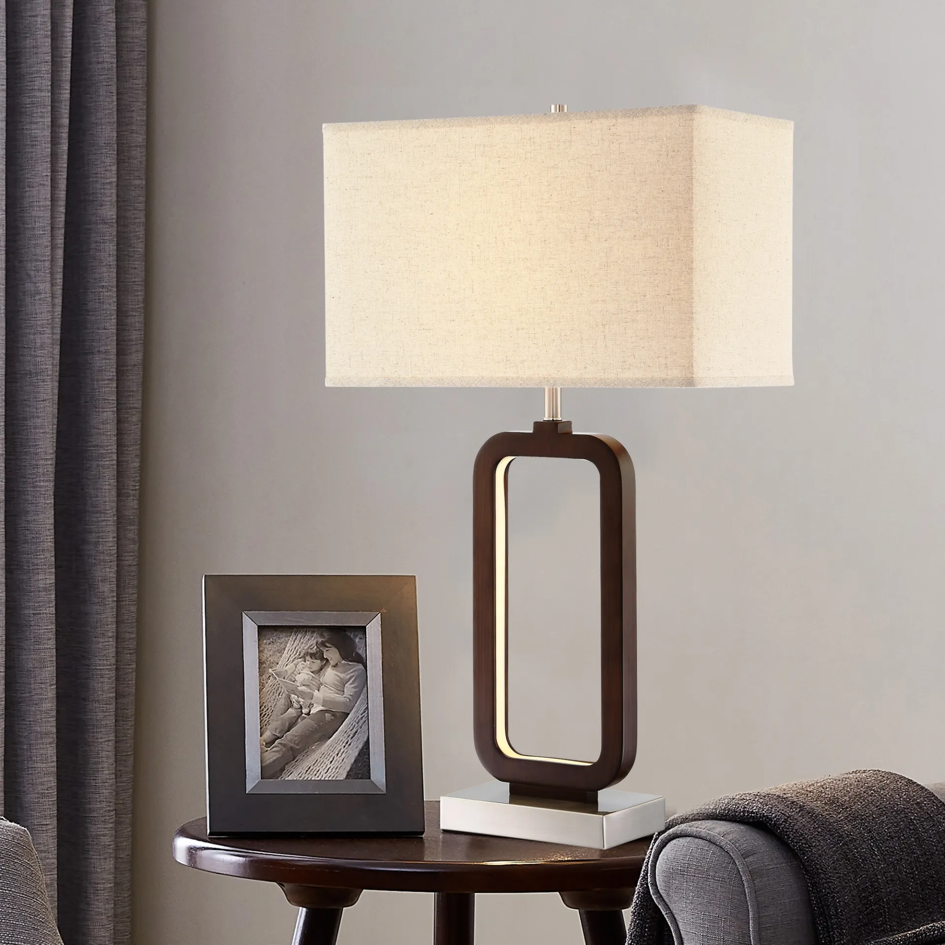 Robin Lane Walnut Finish Table Lamp - Image 5