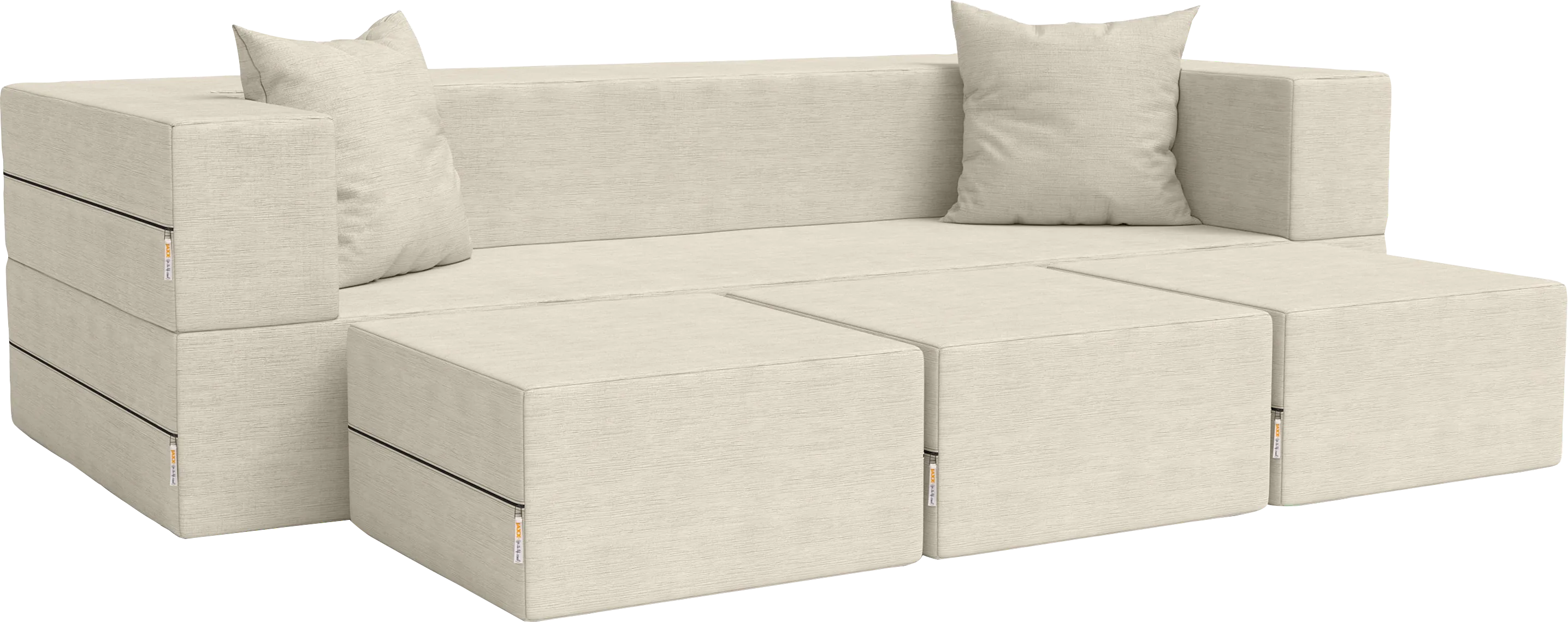 Kids Alfy Ivory Sofa & Ottomans, Set of 4 - Thumbnail - Image 1