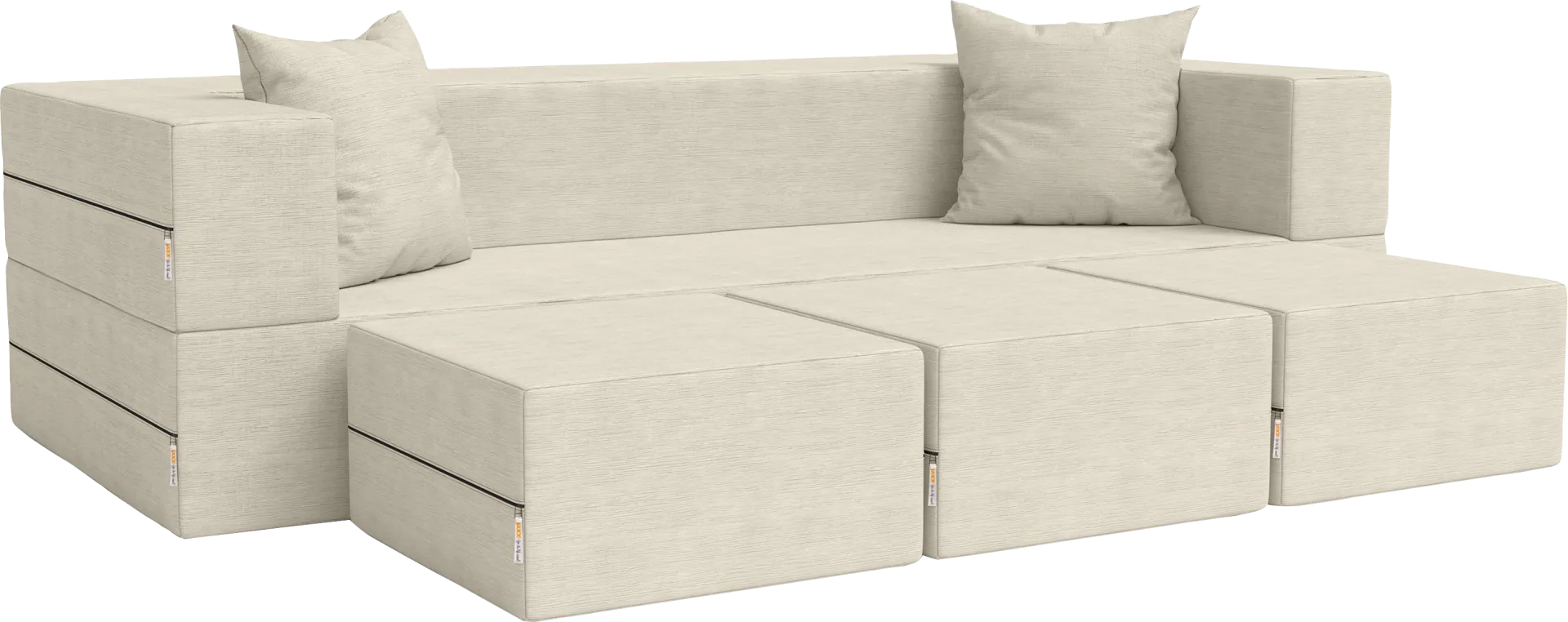 Kids Alfy Ivory Sofa & Ottomans, Set of 4 - Image 1