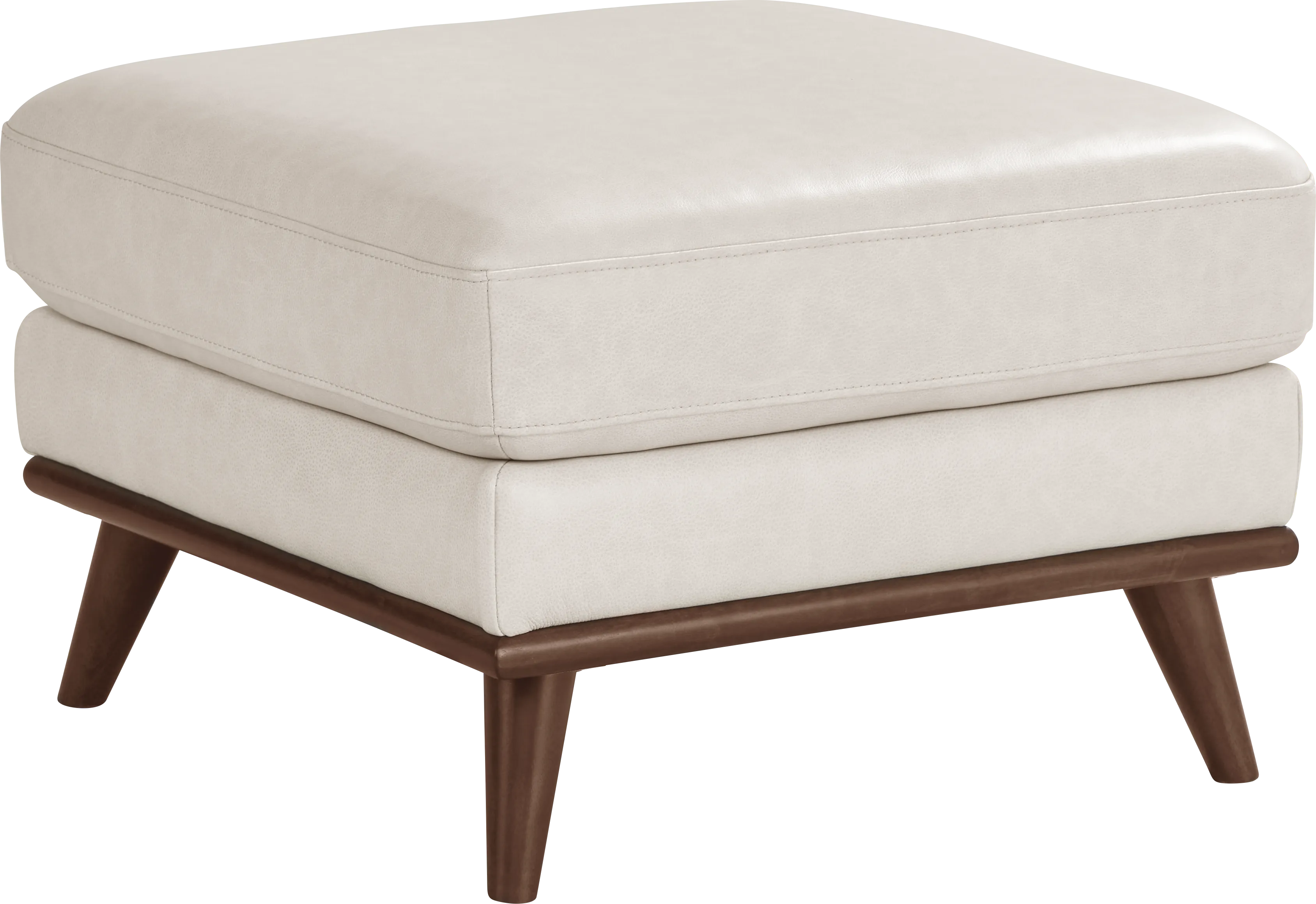 Greyson Ivory Leather Ottoman - Thumbnail - Image 1