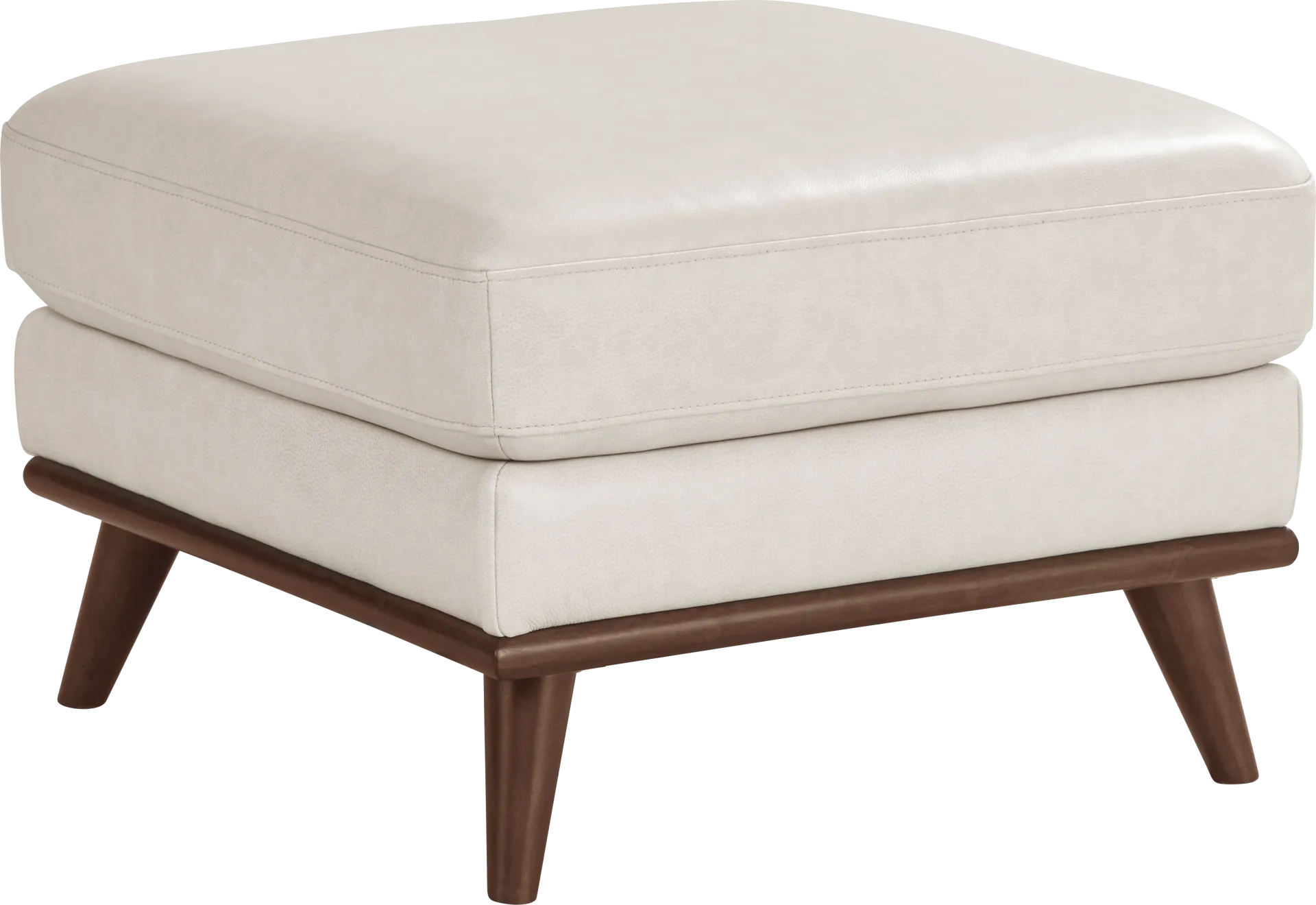 Greyson Ivory Leather Ottoman - Image 1