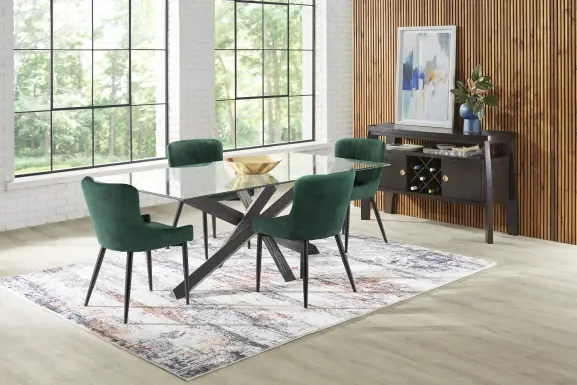 Axia Black 5 Pc Dining Room with Emerald Chairs