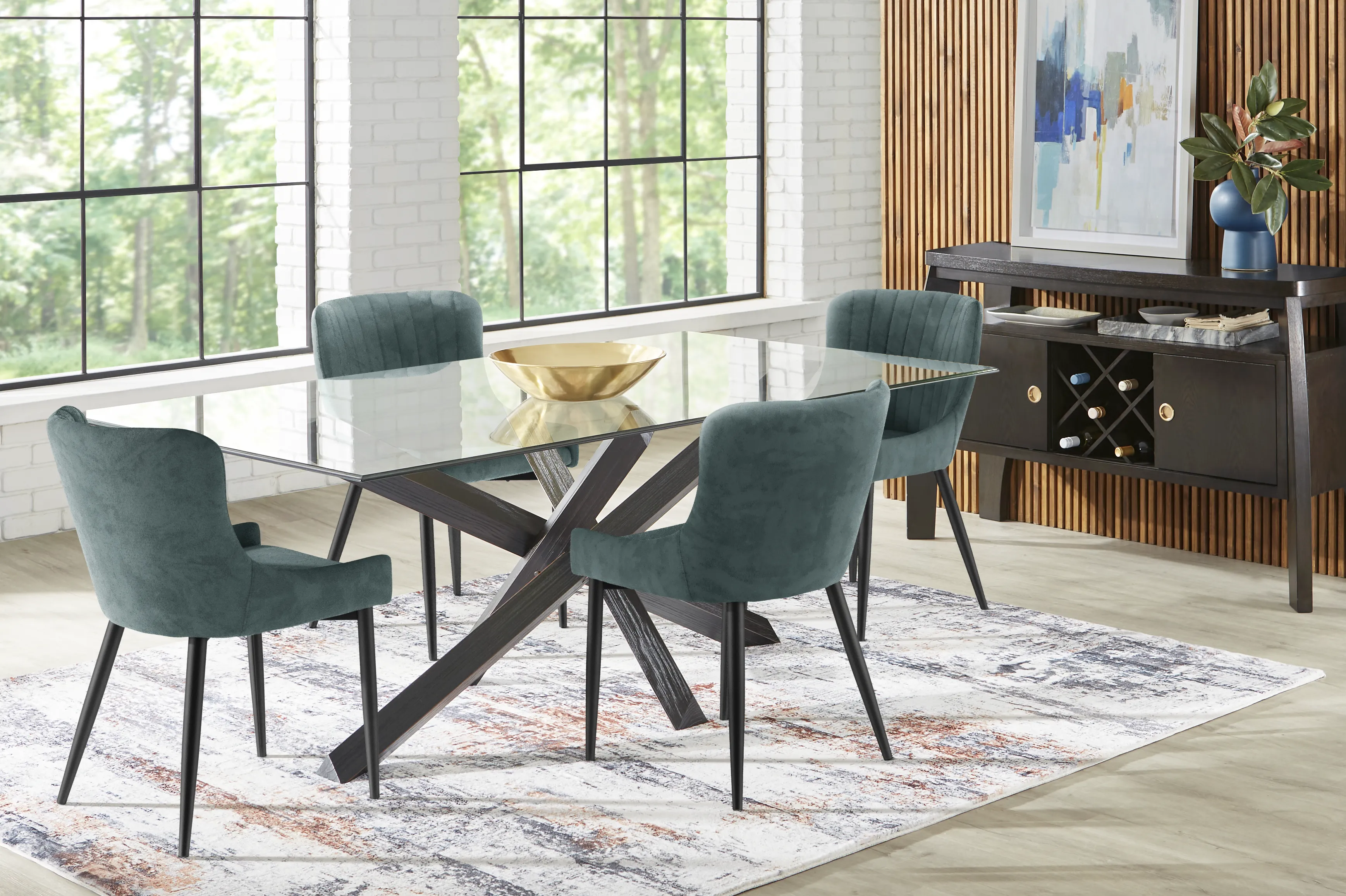 Axia Black 5 Pc Dining Room with Ink Chairs - Thumbnail - Image 1