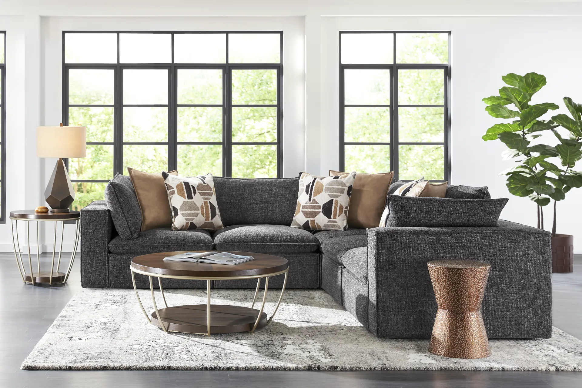 Langford Park Charcoal 5 Pc Sectional - Image 1