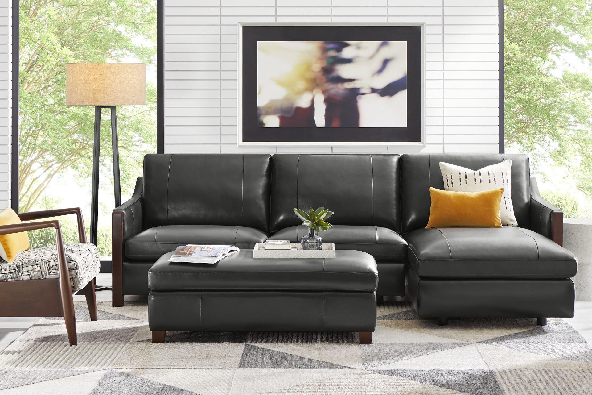 Greenwich Loft Black Leather 2 Pc Sectional - Image 2