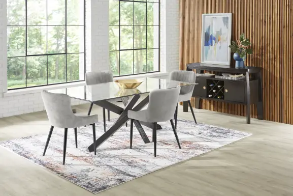 Axia Black 5 Pc Dining Room with Gray Chairs