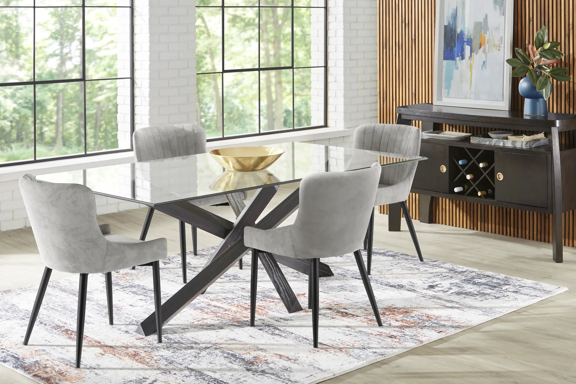 Axia Black 5 Pc Dining Room with Gray Chairs - Image 1