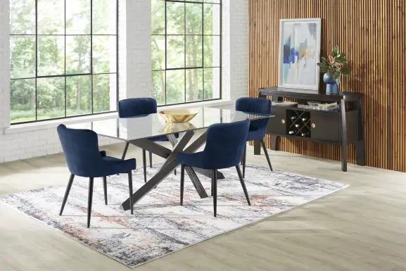 Axia Black 5 Pc Dining Room with Navy Chairs
