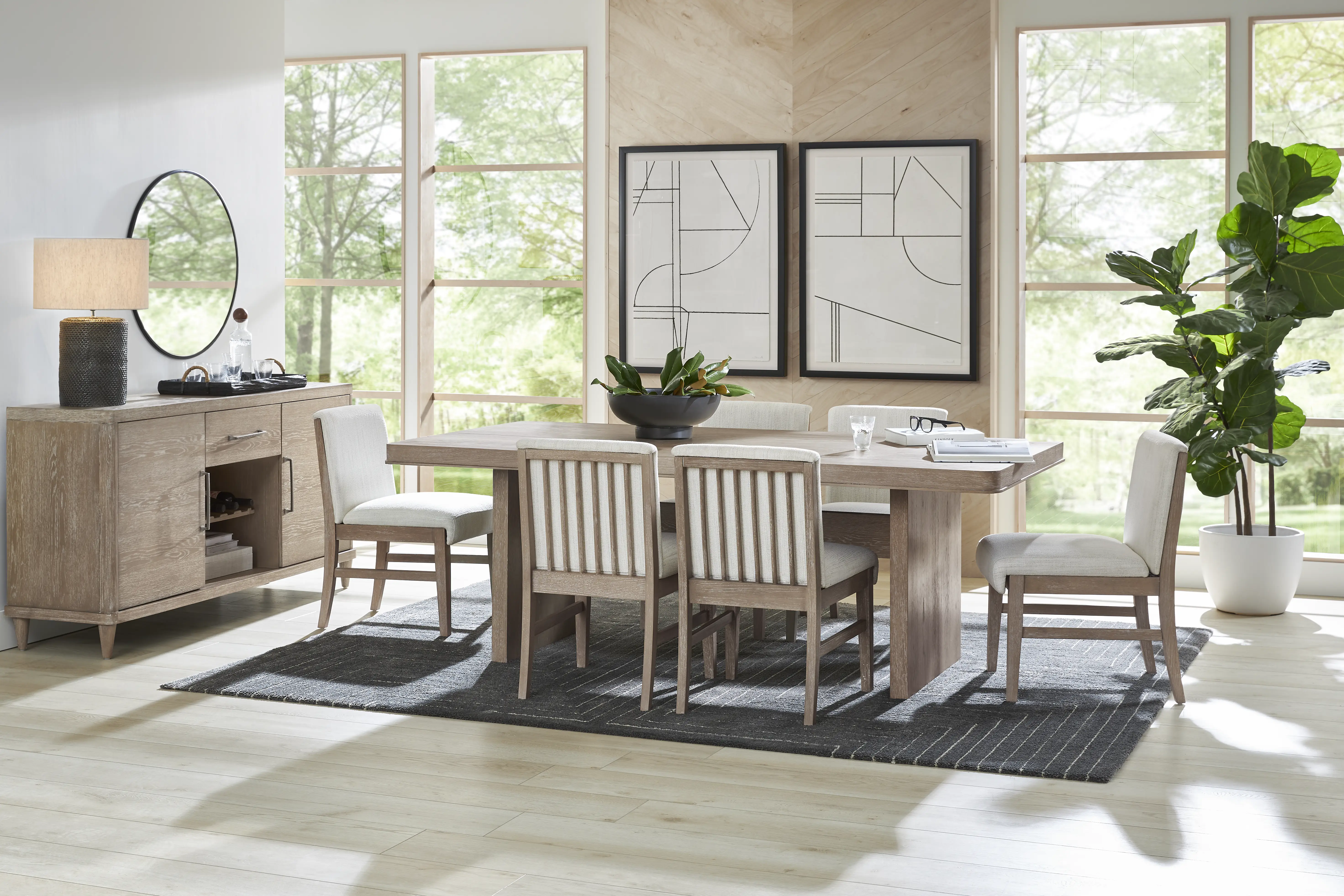 Portsmouth Natural 7 Pc Dining Room with Natural Chairs - Thumbnail - Image 1