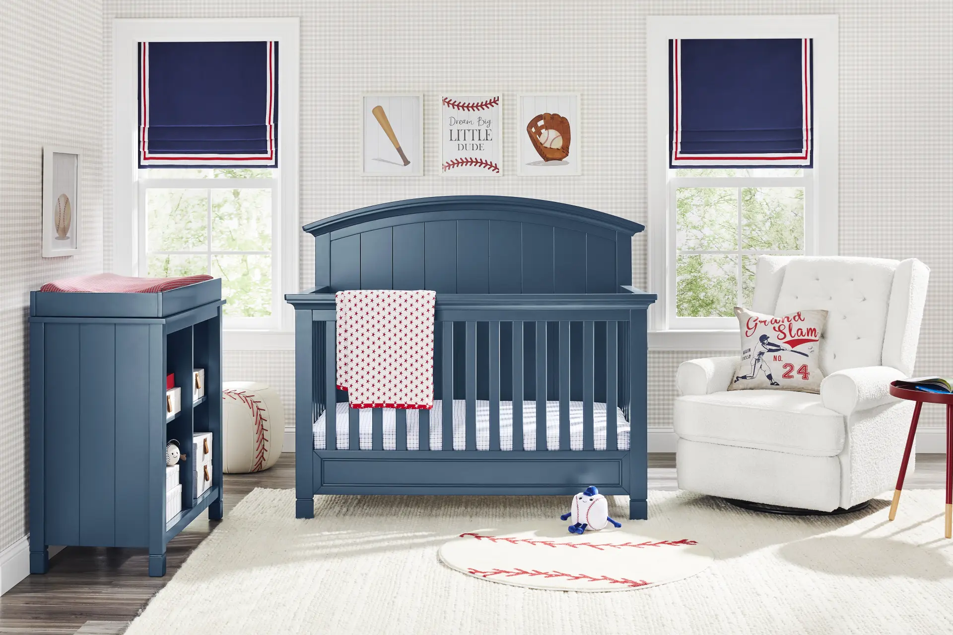 Kids Cottage Colors Navy 4-in-1 Convertible Nursery Set