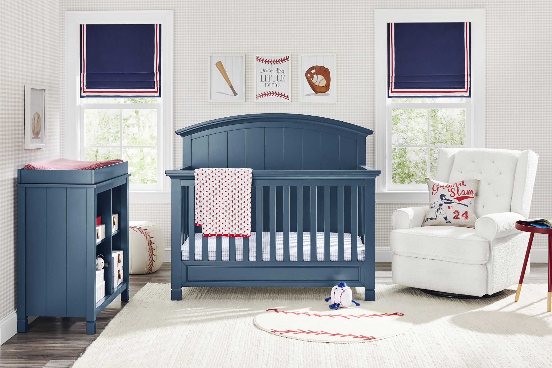 Kids Cottage Colors Navy Convertible Crib - Image 2