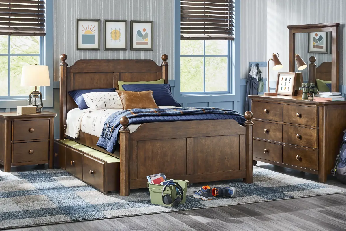 Kids South Bend Brown Cherry Full Poster Bed
