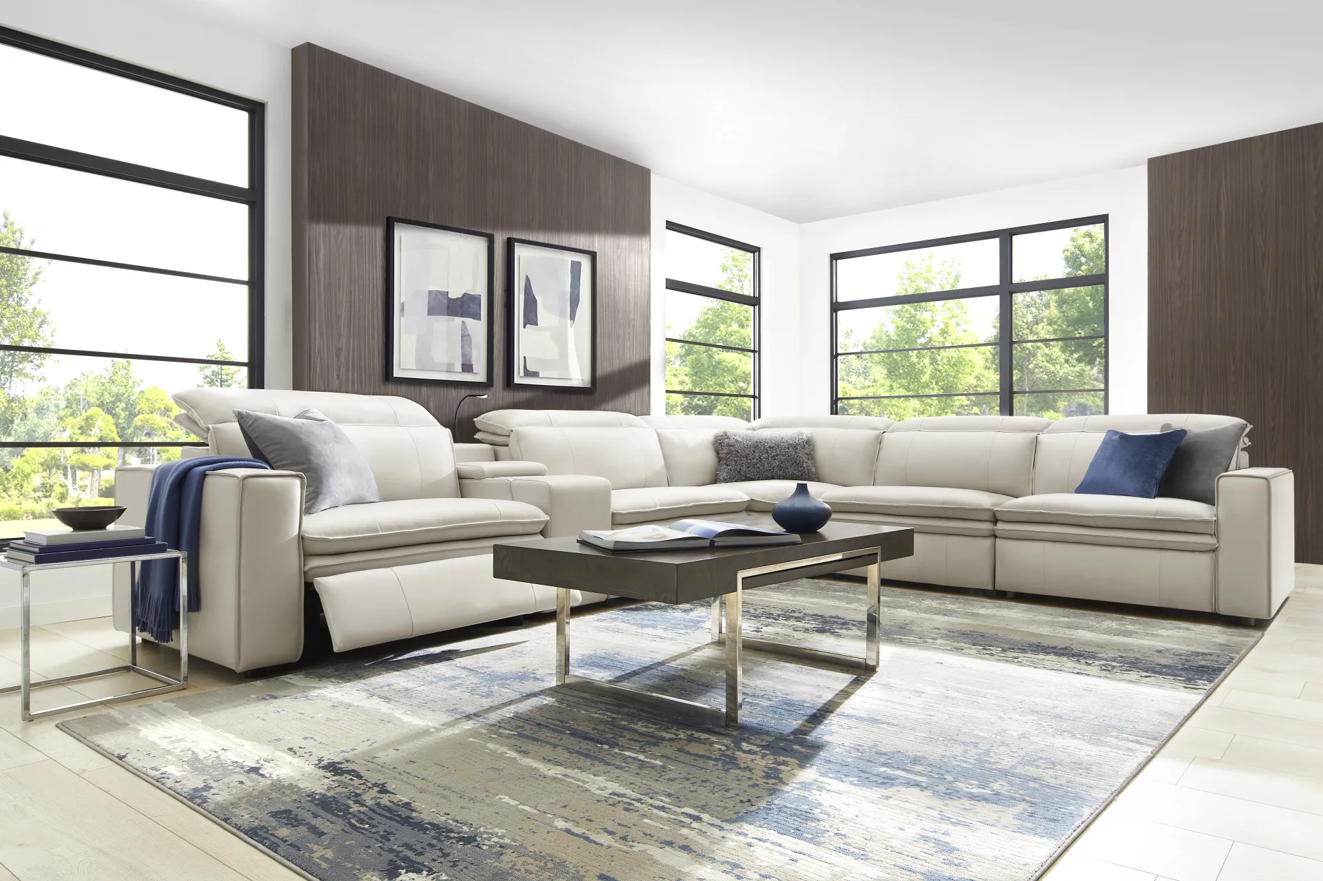 Santorini Ice Leather 6 Pc Dual Power Reclining Sectional - Image 2