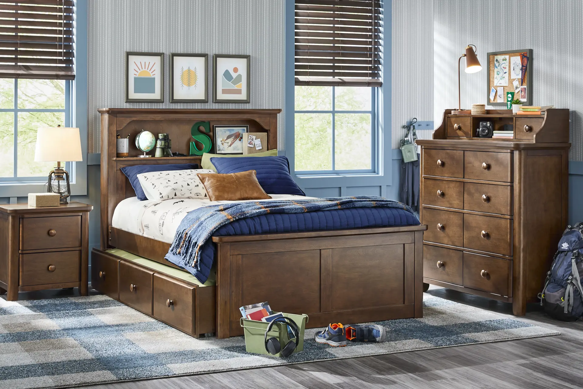 Kids South Bend Brown Cherry Full Bookcase Bedroom