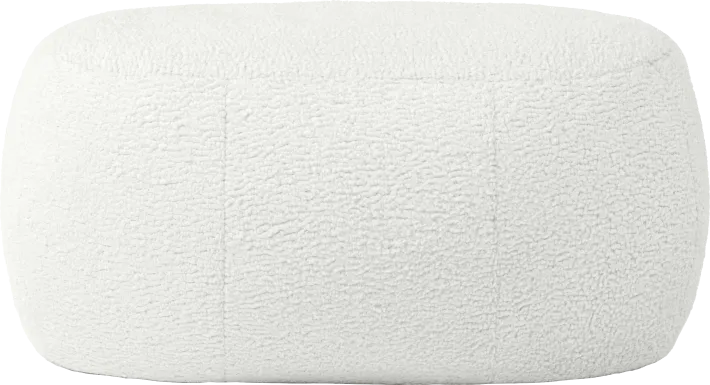 Bansqa II White Oval Shearling Pouf
