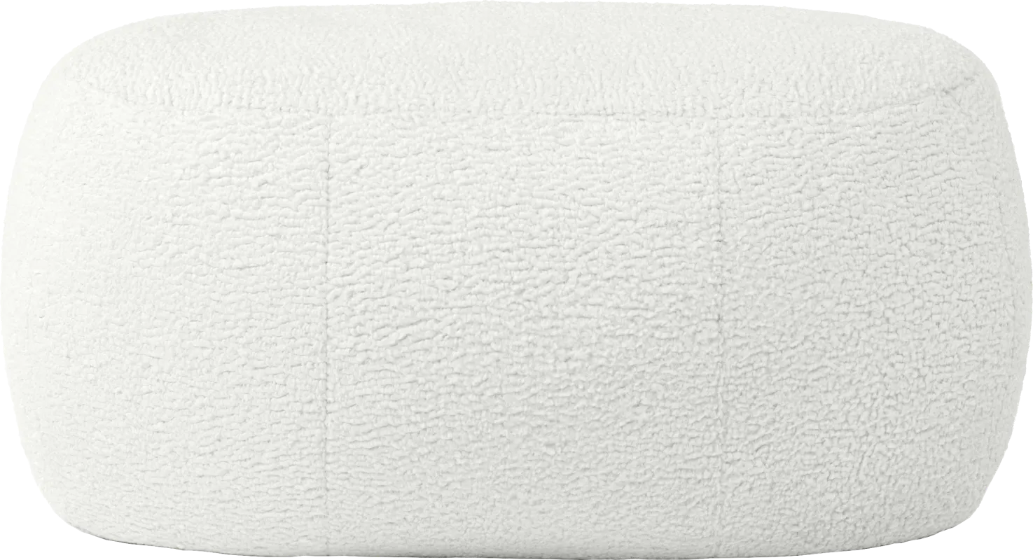 Bansqa II White Oval Shearling Pouf