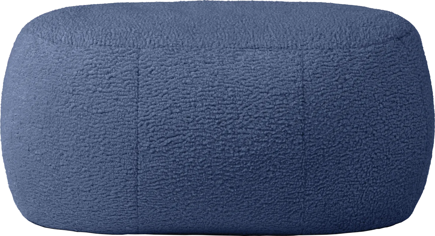 Bansqa II Indigo Oval Shearling Pouf