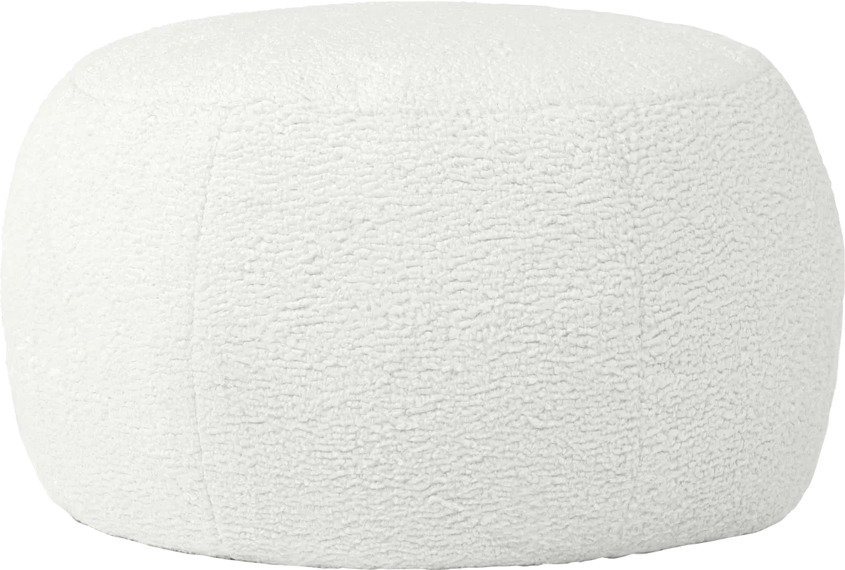 Meashi White Shearling Pouf