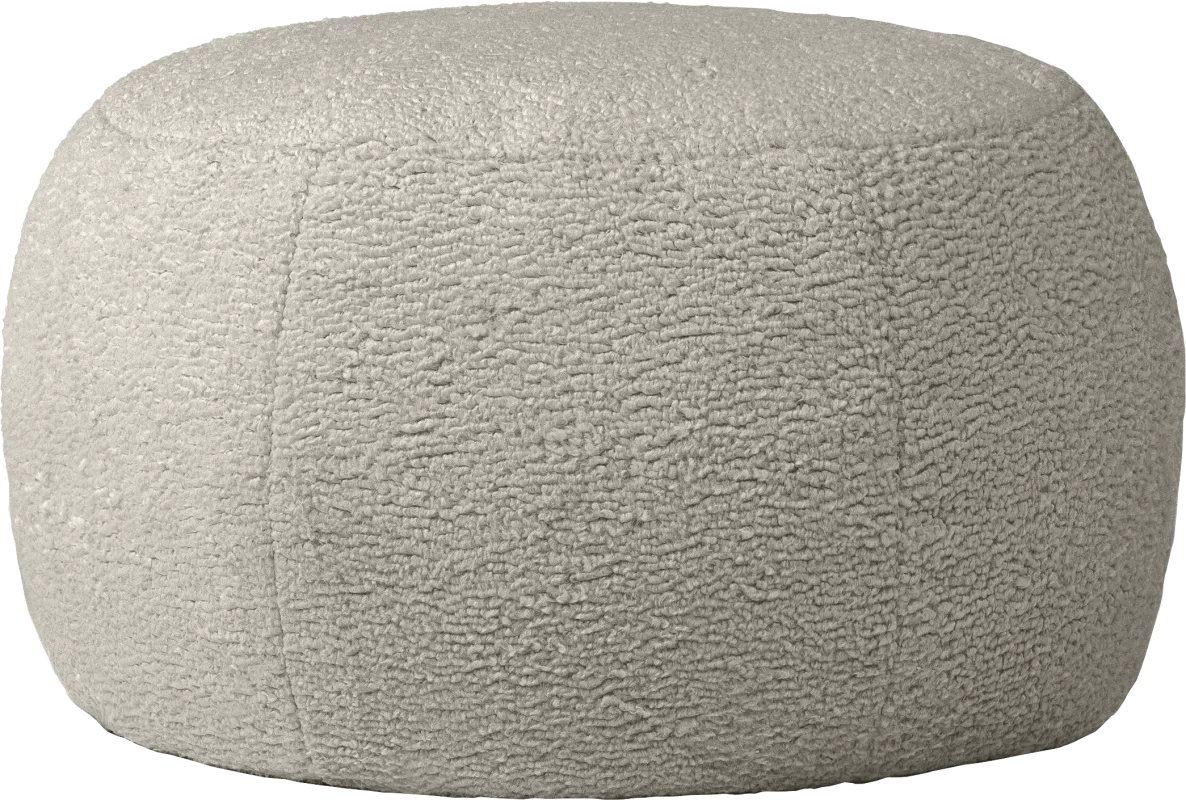 Meashi Gray Shearling Pouf