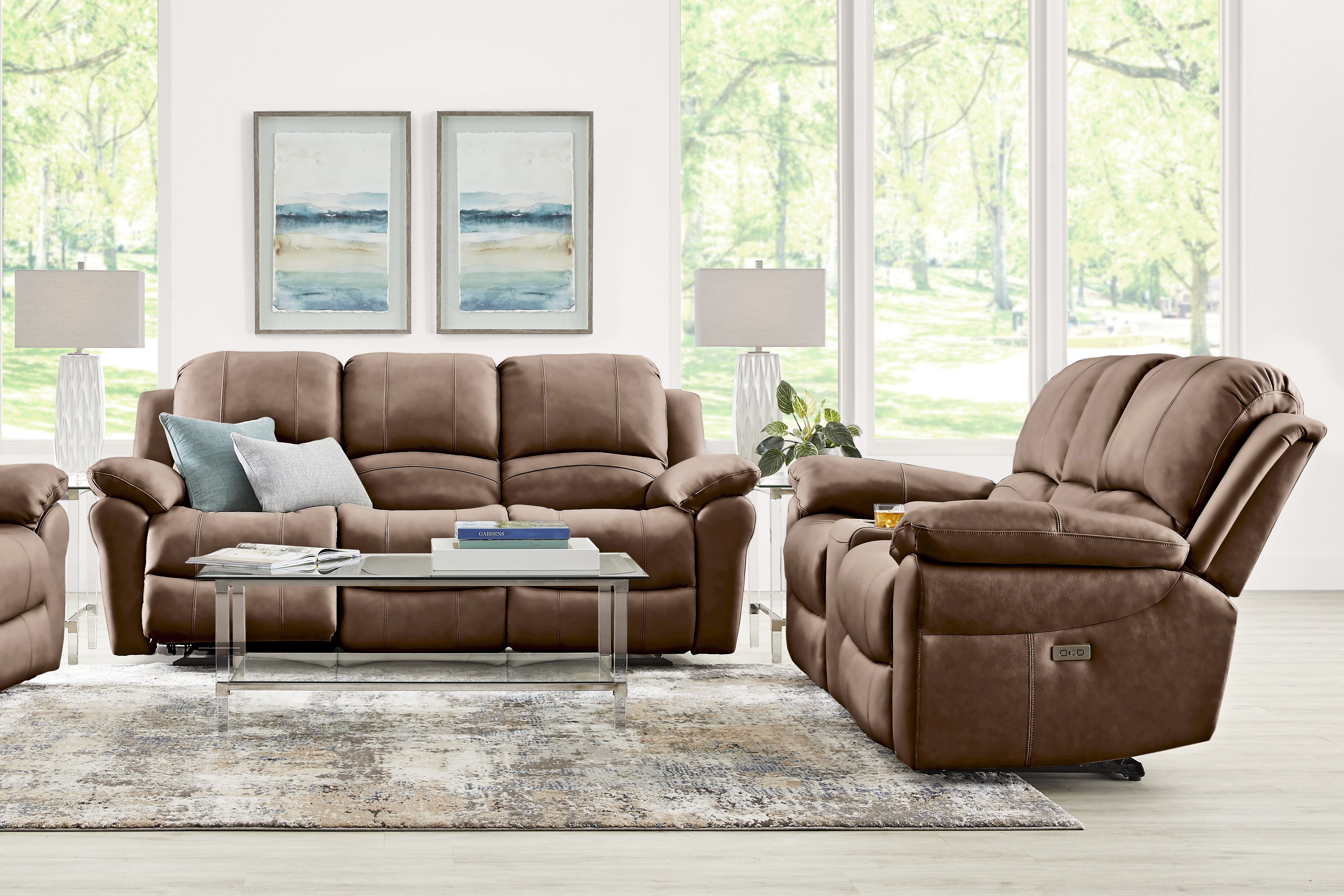 Vercelli Way Brown Leather 7 Pc Power Reclining Living Room with Reclining Sofa - Thumbnail - Image 1