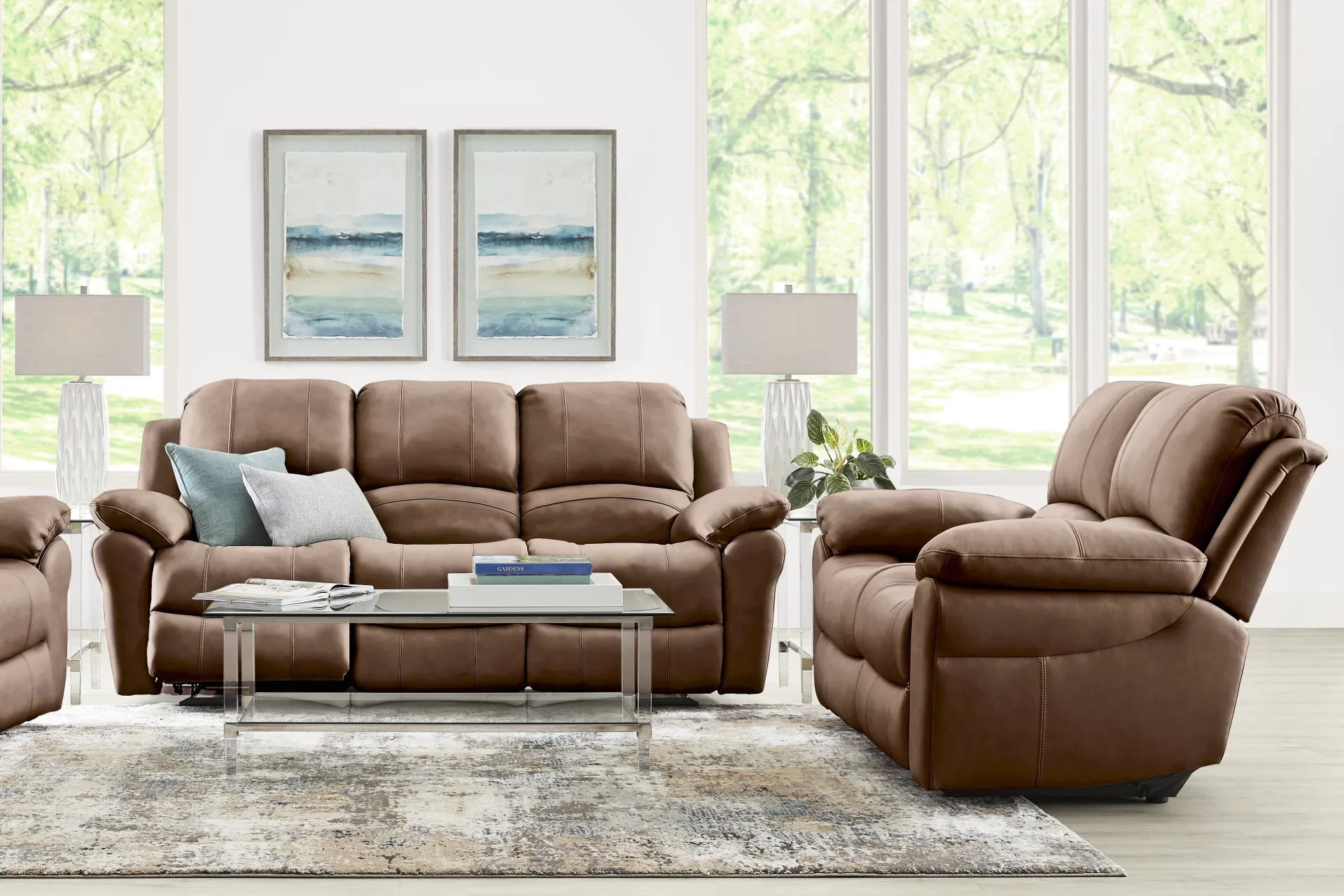 Vercelli Way Brown Leather Loveseat - Image 1