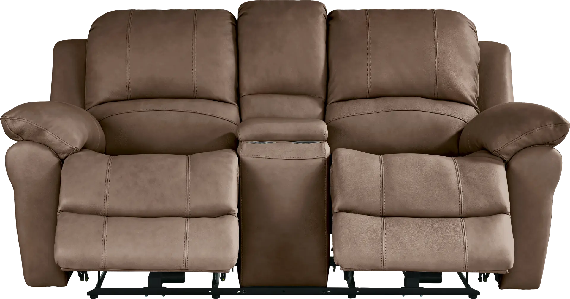 Vercelli Way Brown Leather Power Reclining Console Loveseat