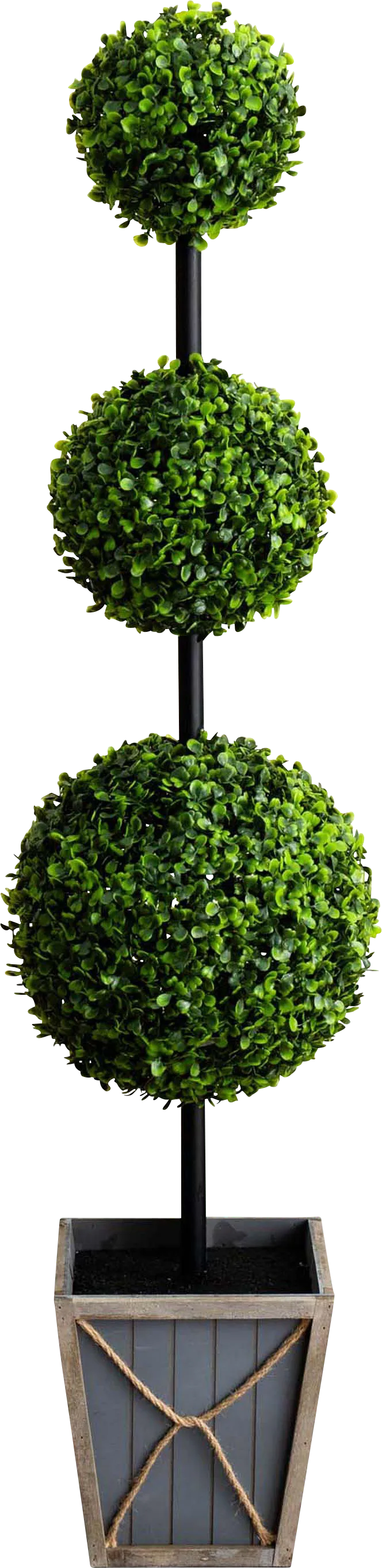 Appleberry III Green Artificial Triple Ball Boxwood Topiary - Thumbnail - Image 1