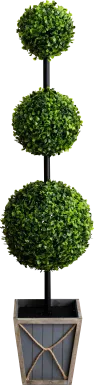 Appleberry III Green Artificial Triple Ball Boxwood Topiary