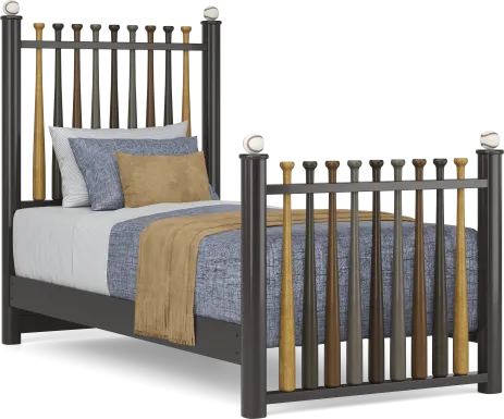 Kids Batter Up Stained Twin Baseball Bat Bed