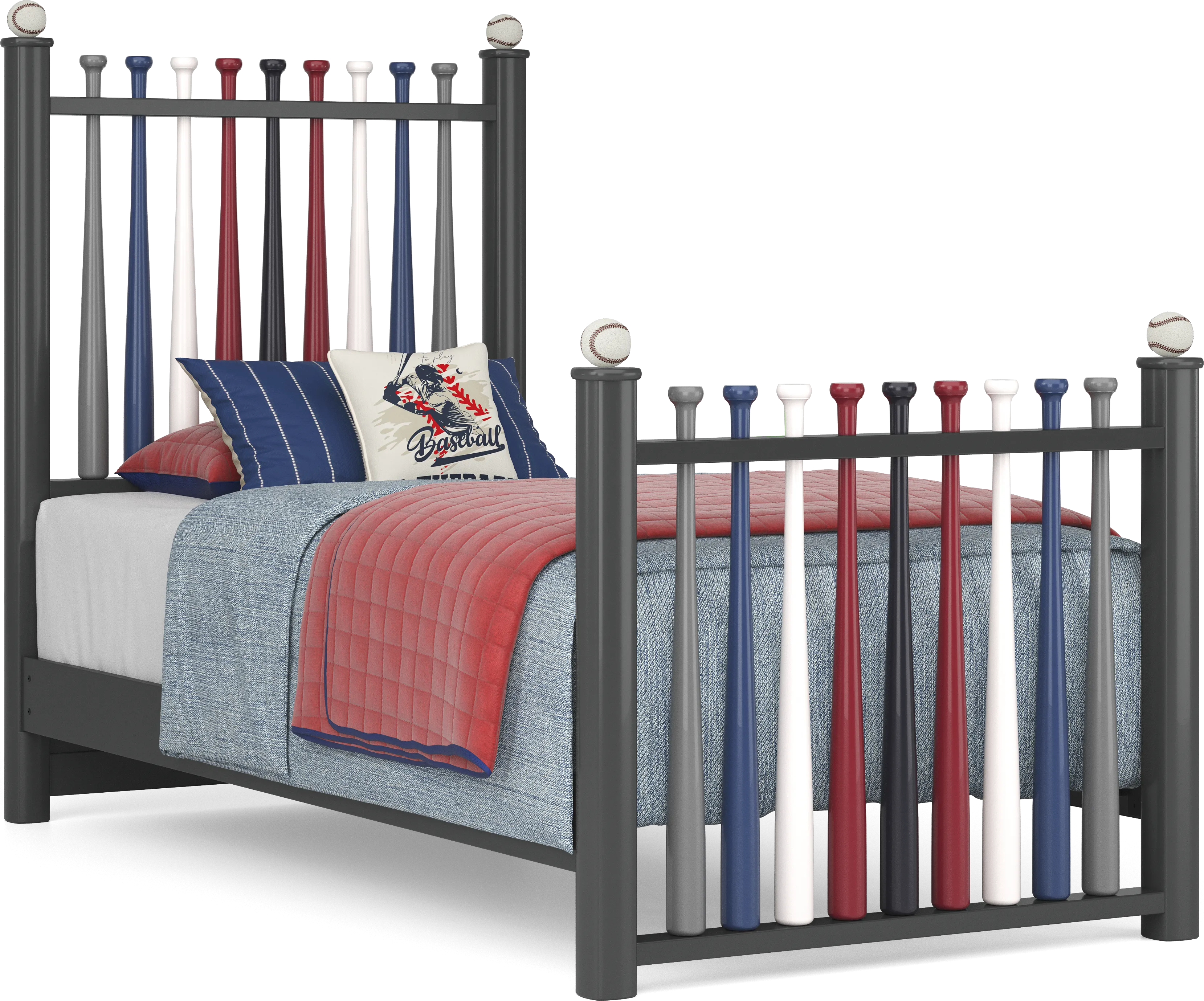 Kids Batter Up Painted Twin Baseball Bat Bed - Thumbnail - Image 1