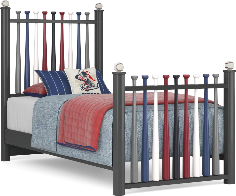 Kids Batter Up Painted Twin Baseball Bat Bed