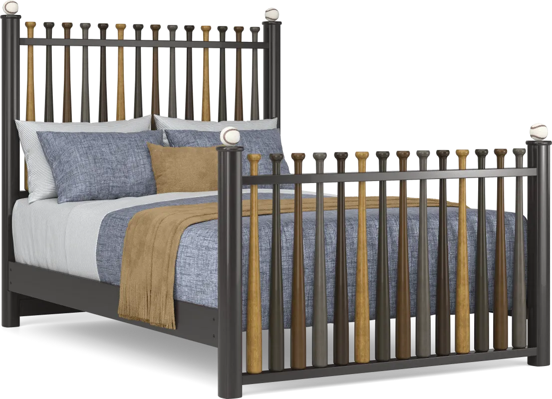 Kids Batter Up Stained Full Baseball Bat Bed