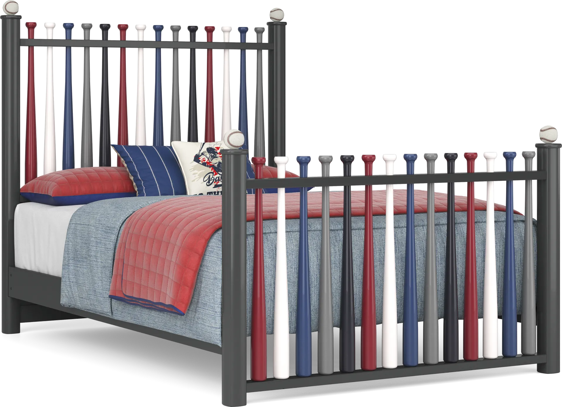 Kids Batter Up Painted Full Baseball Bat Bed - Image 1