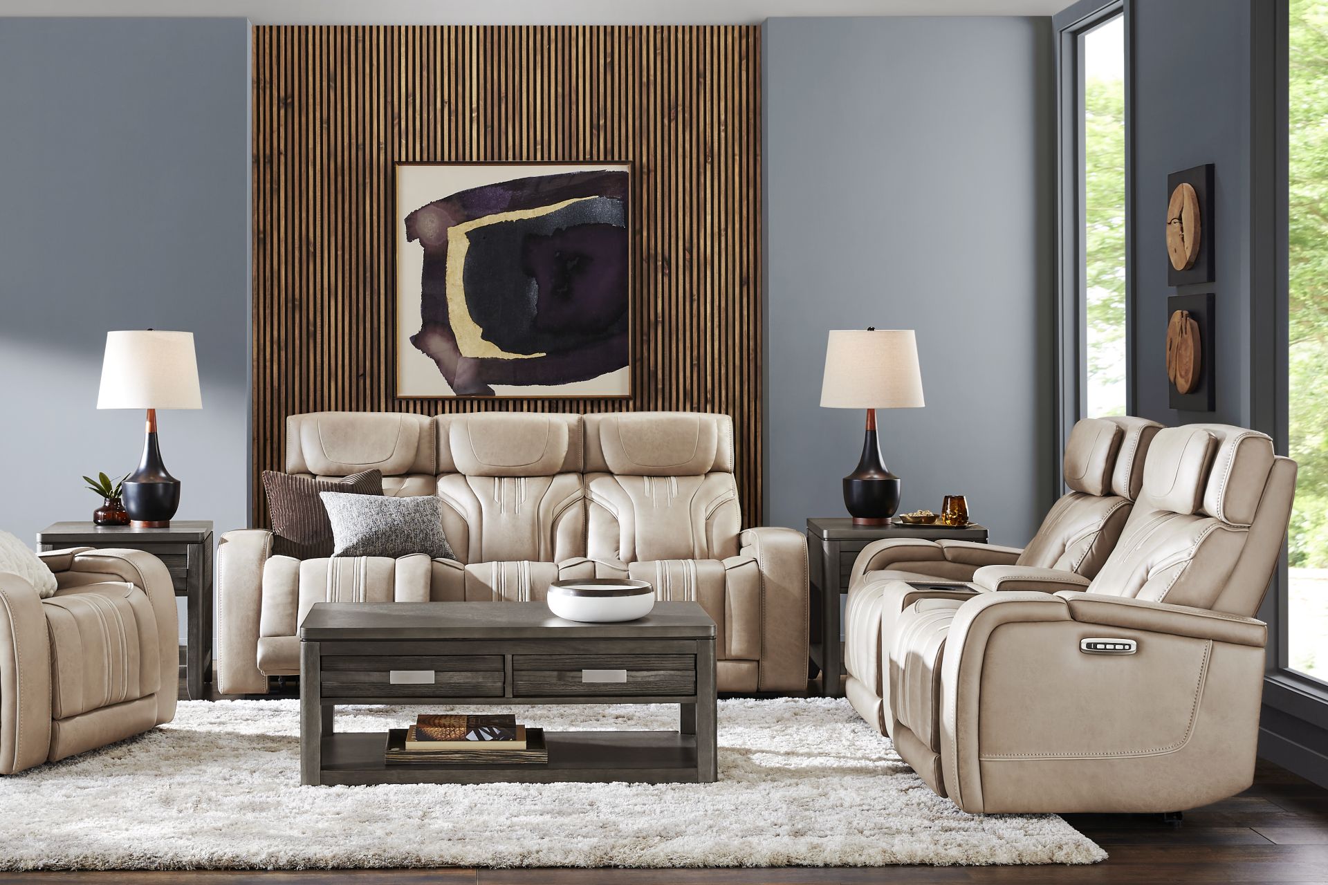 Southlake Sand 7 Pc Triple Power Reclining Living Room - Image 1