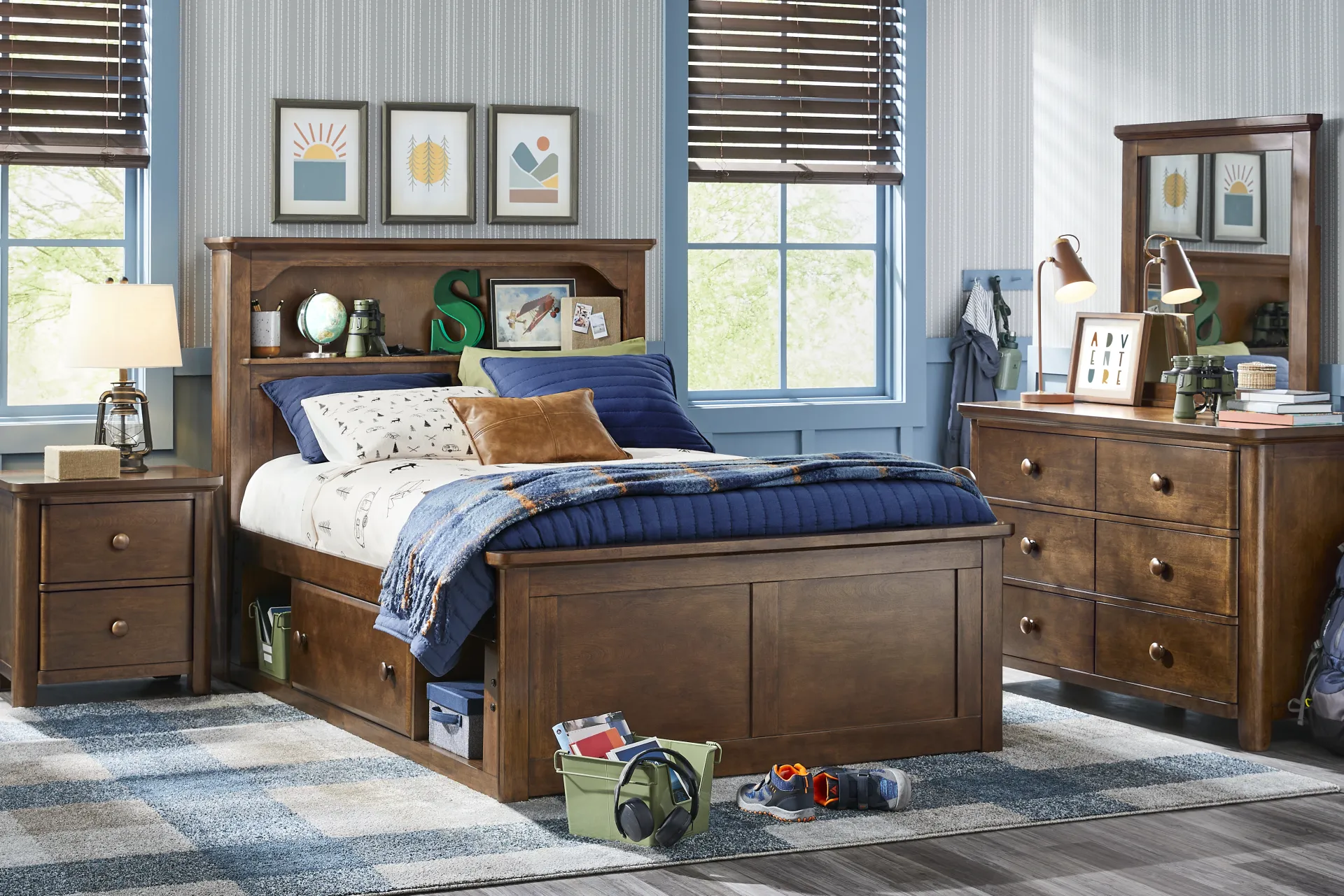 Kids South Bend Brown Cherry Full Bookcase Bed - Image 1